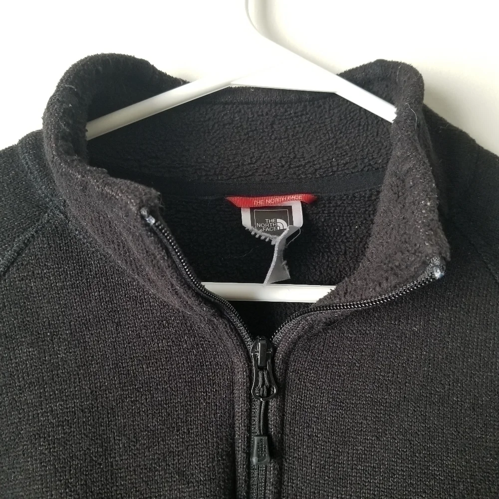 North Face Black 1/4 Zip Fleece Pullover Zip Chest Pocket Size L
